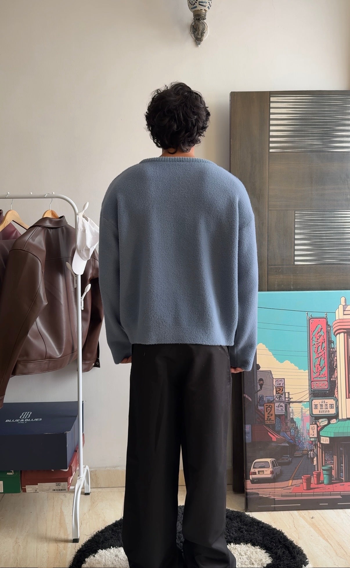 Jacquard Knitwear "Deep Blue" Sweater