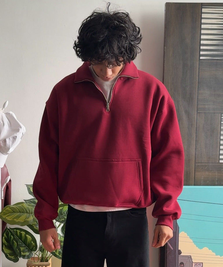 400 GSM "RED" Q-ZIP PULLOVER