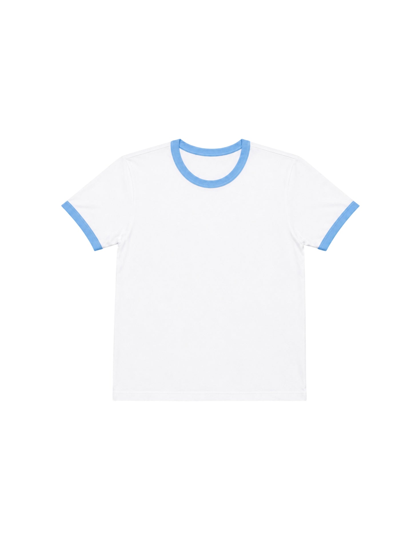 240 GSM ‘White & Sky Blue' Ringer Tee (Ships July 4th)