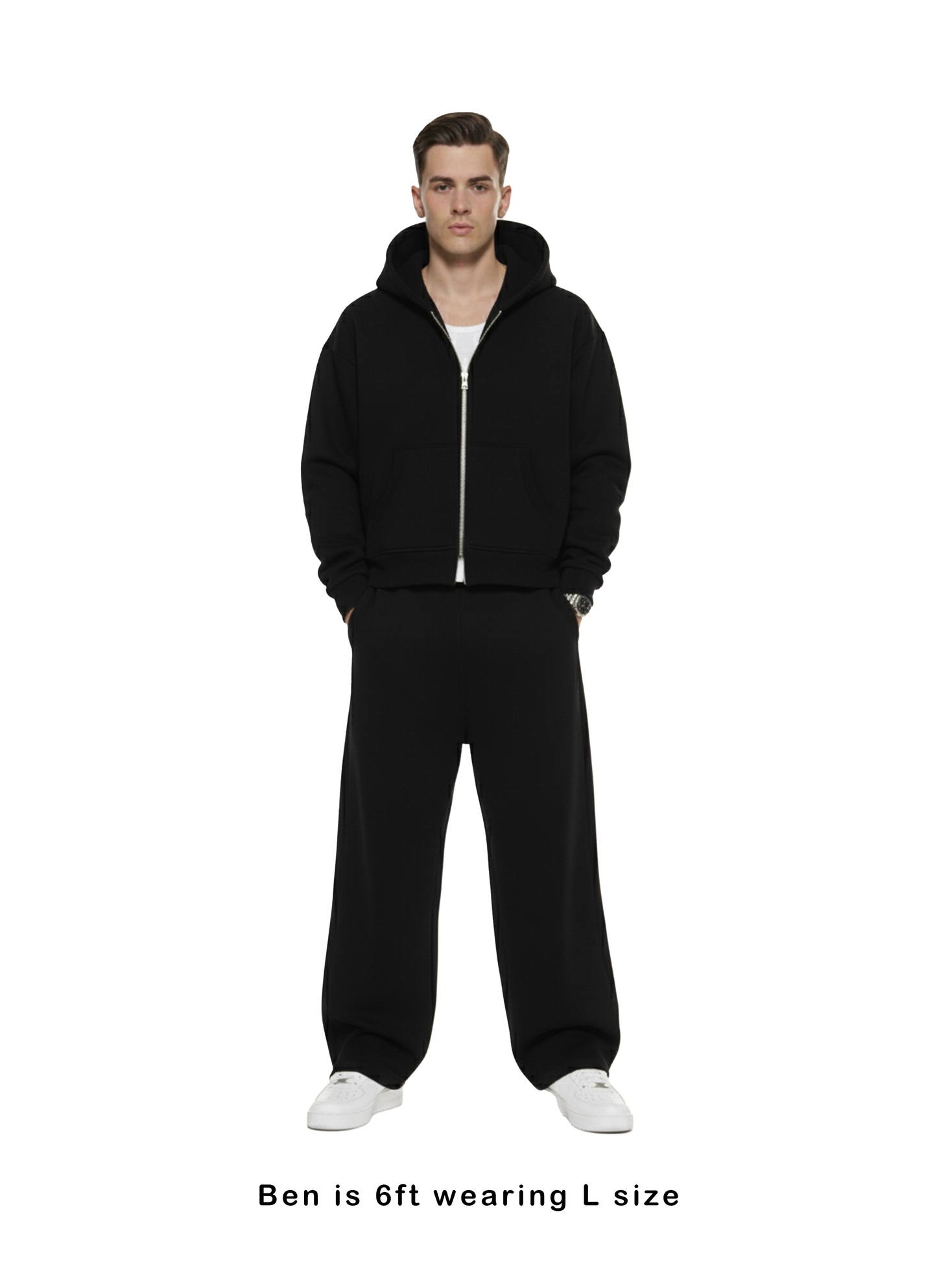 400 GSM 'Black' DOUBLE ZIP HOODIE