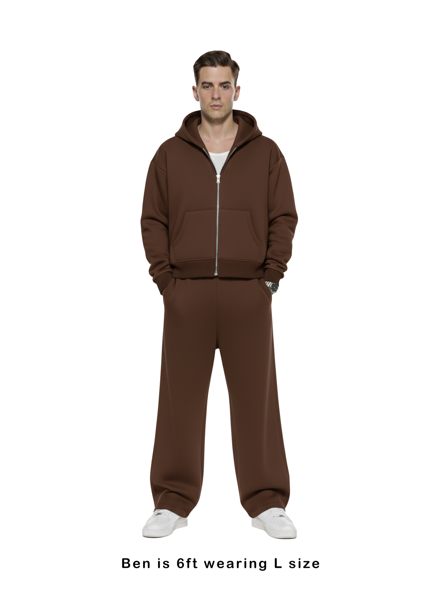 400 GSM 'Mocha Brown' DOUBLE ZIP HOODIE