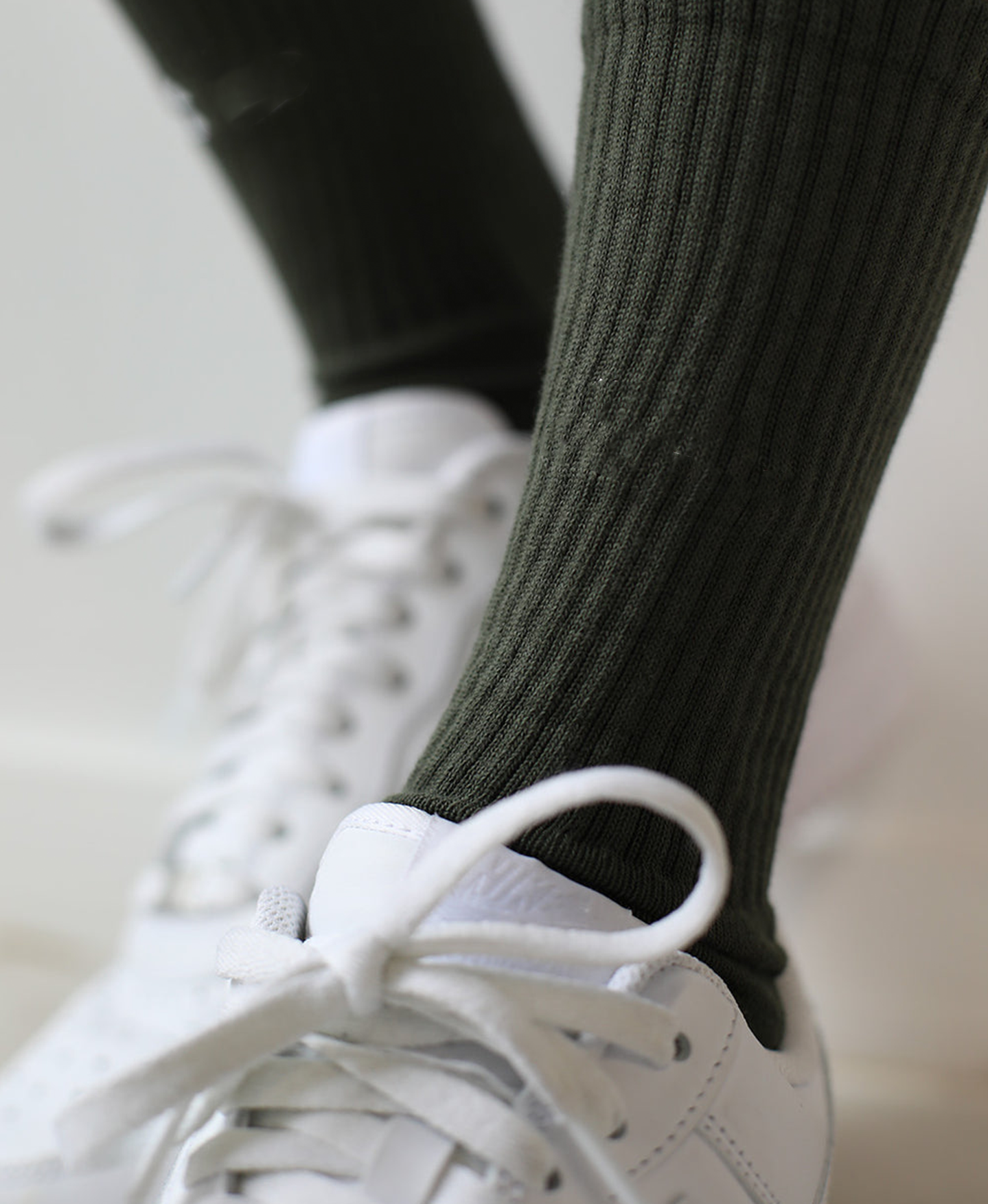knitted cotton sock - olive