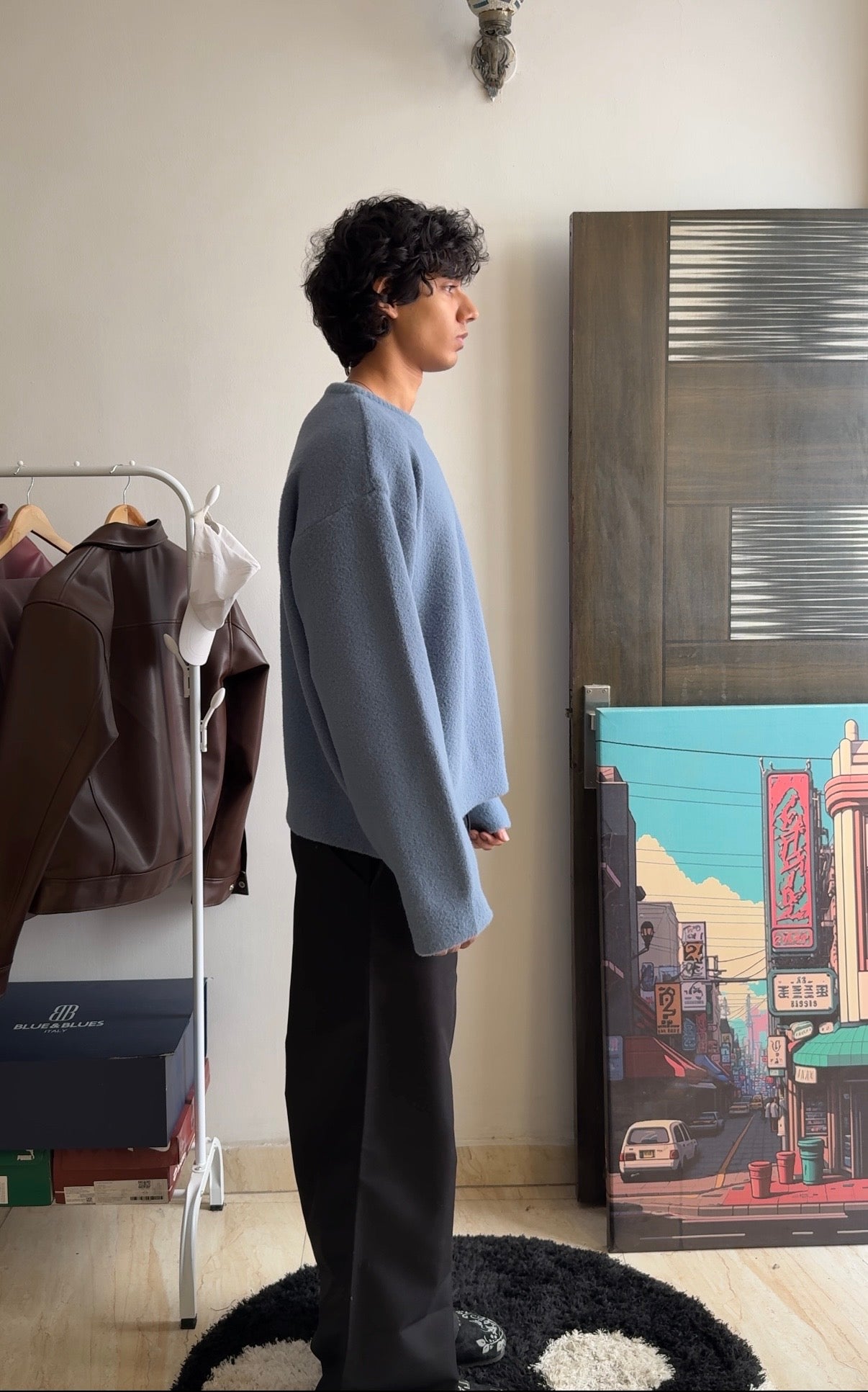 Jacquard Knitwear "Deep Blue" Sweater