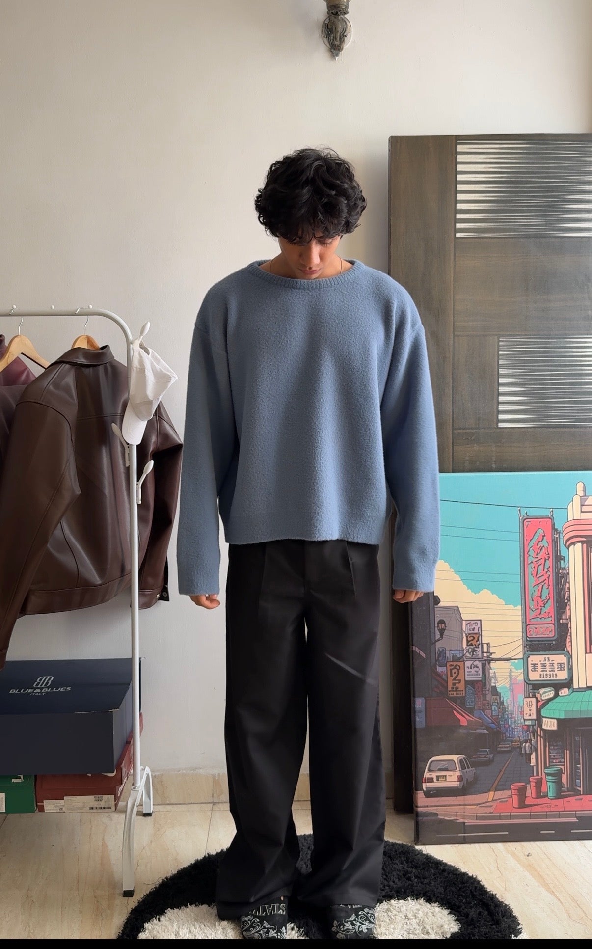 Jacquard Knitwear "Deep Blue" Sweater