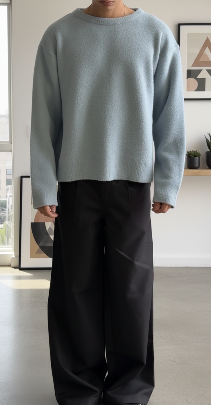 Jacquard Knitwear "Ice Blue" Sweater