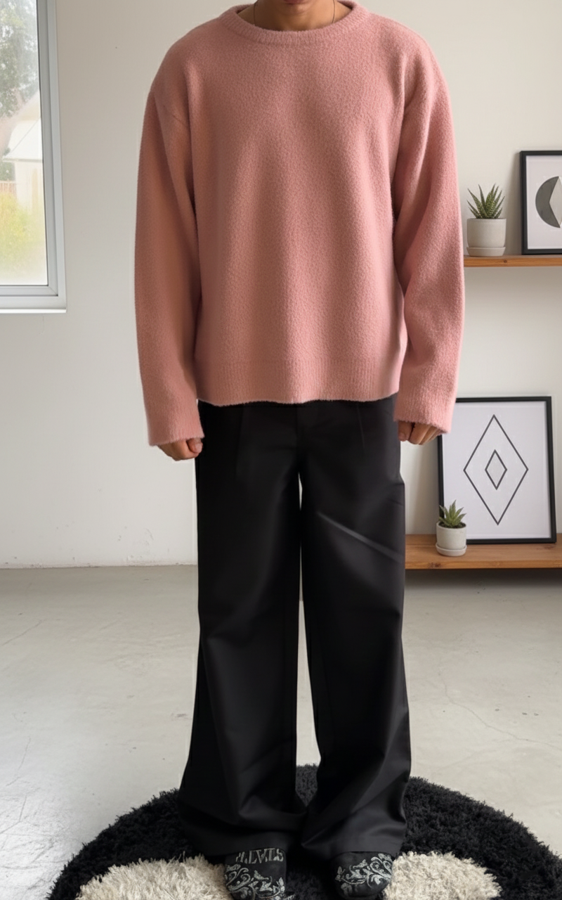 Jacquard Knitwear "Soft Pink" Sweater