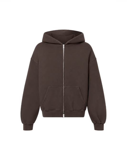 400 GSM 'Coffee' DOUBLE ZIP HOODIE