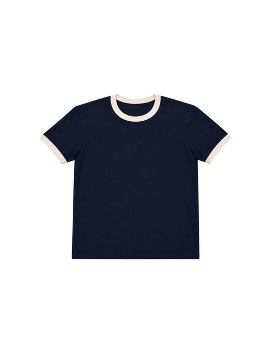 240 GSM ‘Navy & Oat’ Ringer Tee