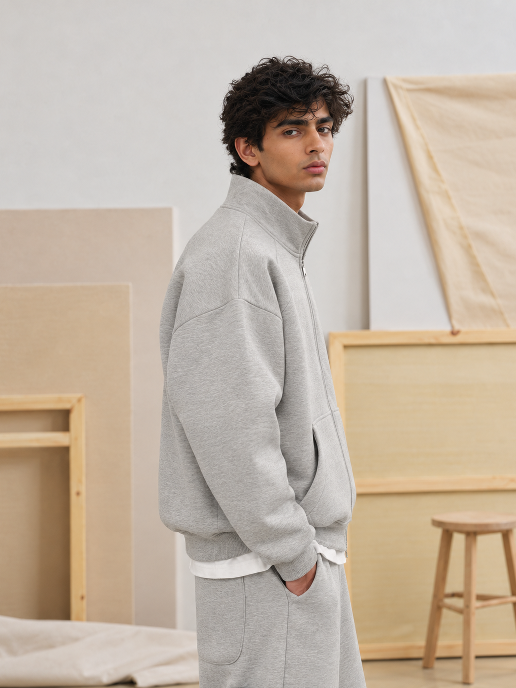 400 GSM 'Heather Gray' Track Jacket