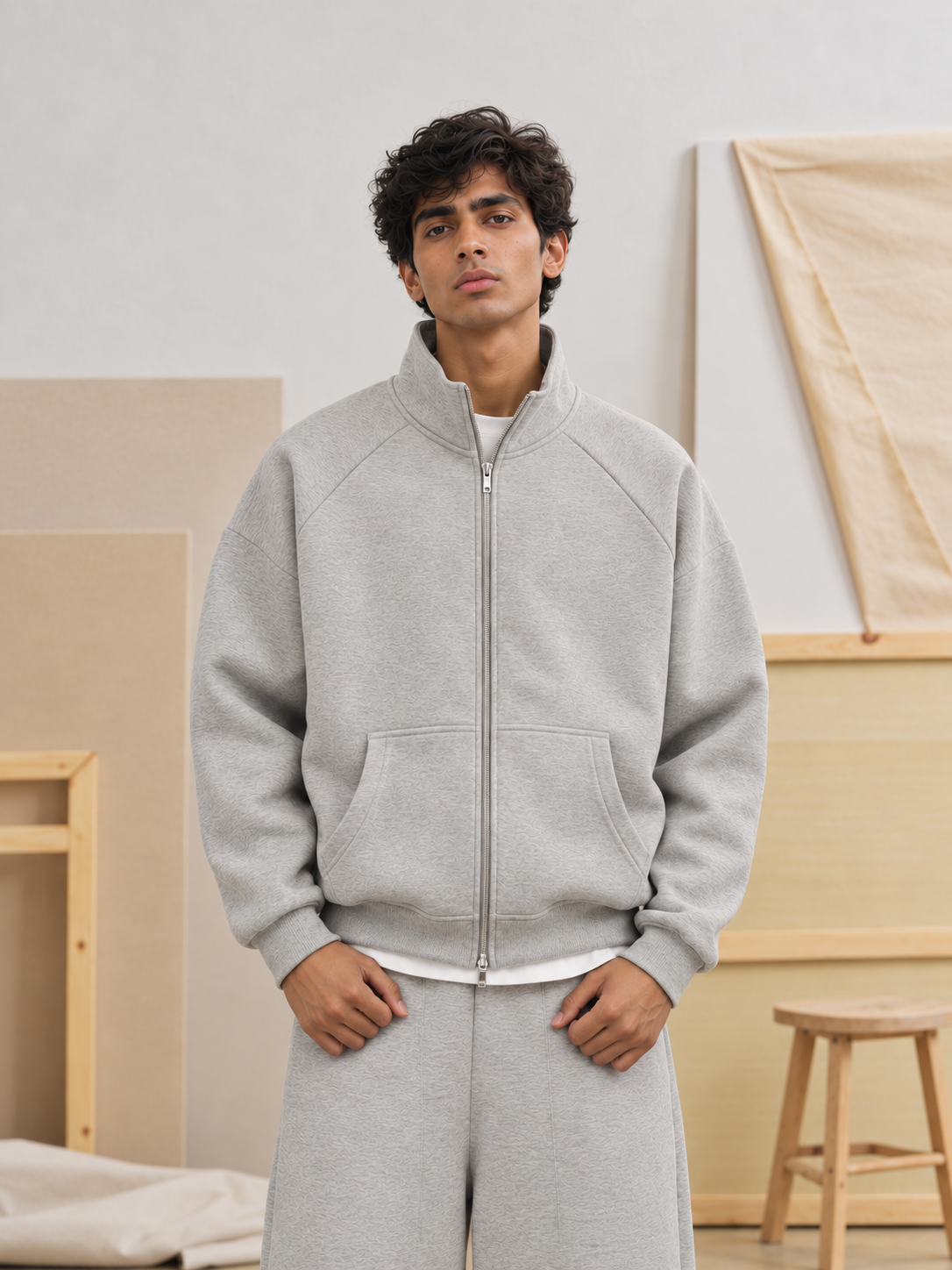 400 GSM 'Heather Gray' Track Jacket