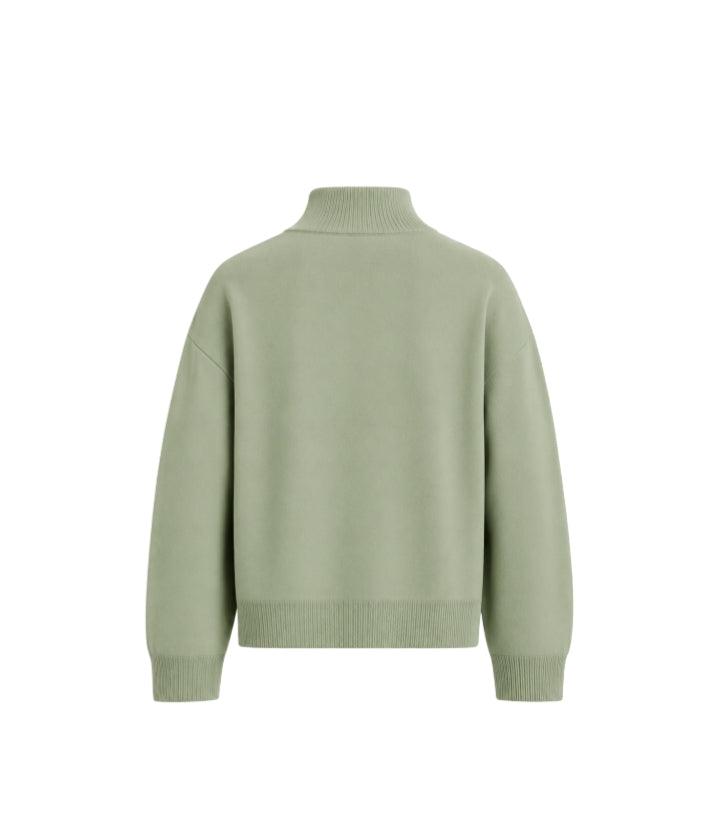 MOHAIR ‘AQUA GREEN’ Q-ZIP KNIT SWEATER