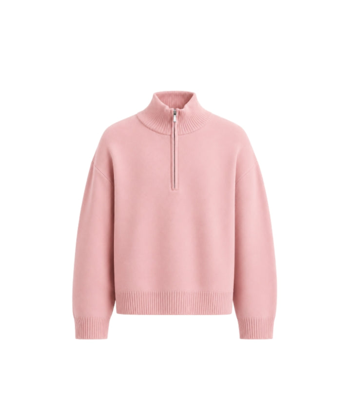 MOHAIR ‘Pink’ Q-ZIP KNIT SWEATER