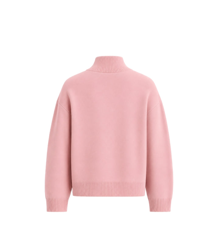 MOHAIR ‘Pink’ Q-ZIP KNIT SWEATER