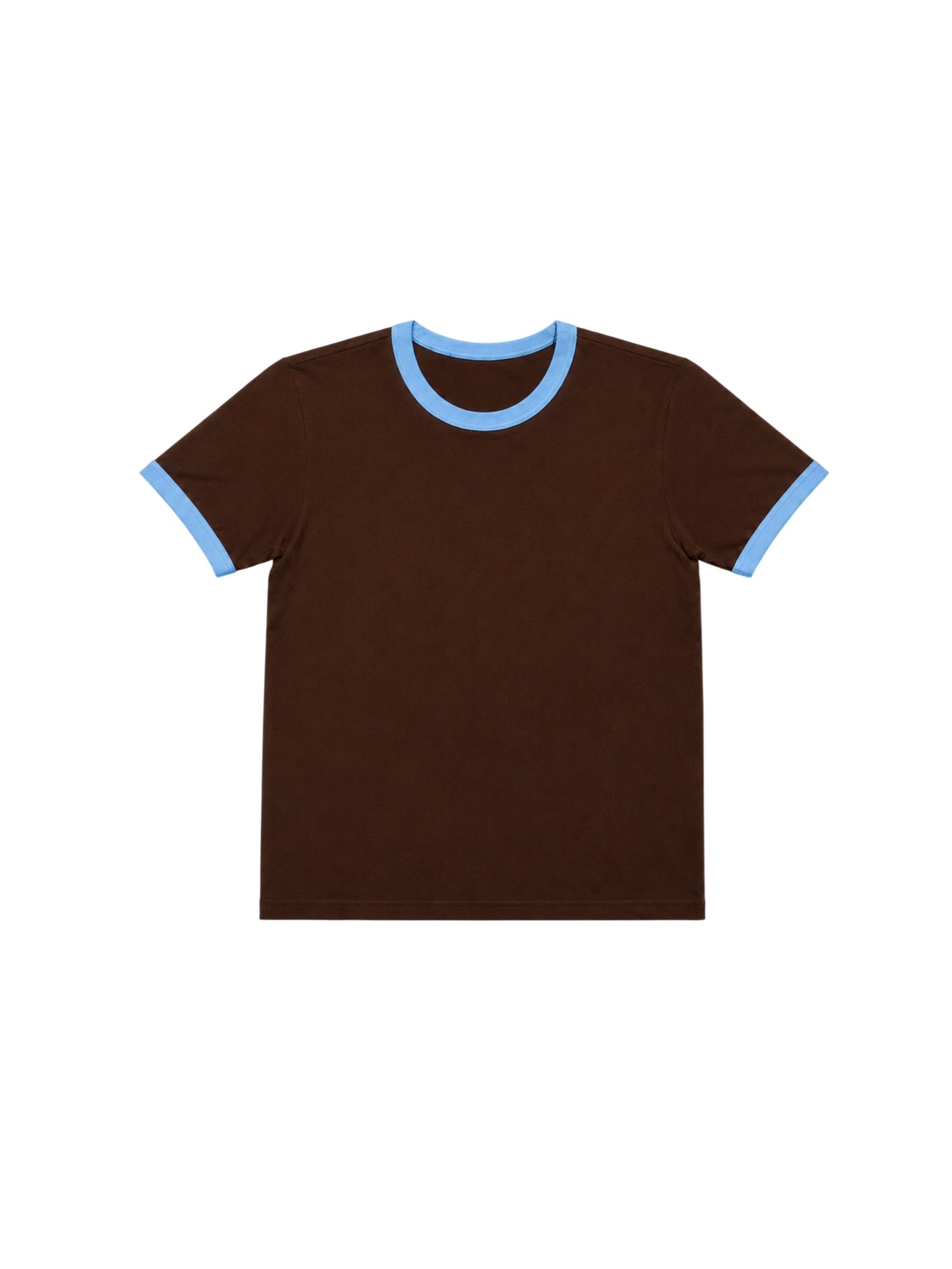 240 GSM ‘Brown & Sky Blue ’ Ringer Tee (Ships July 4th)