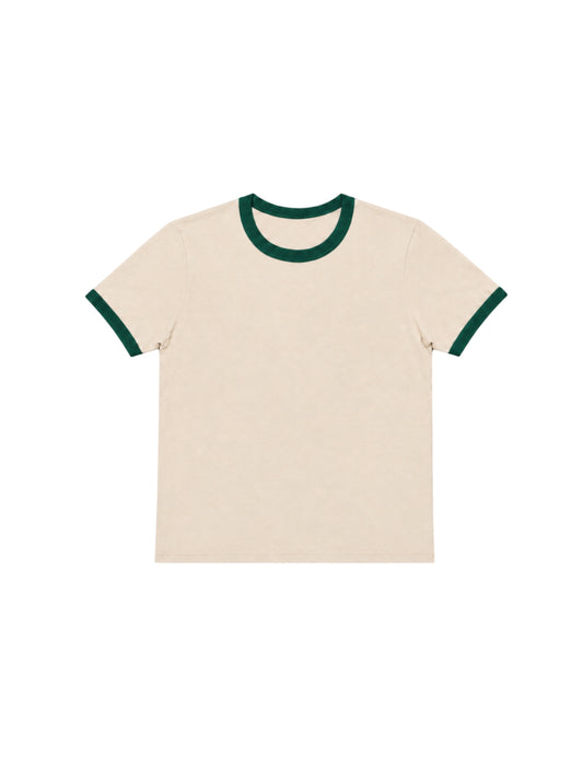 240 GSM ‘Off White & Forest Green’ Ringer Tee