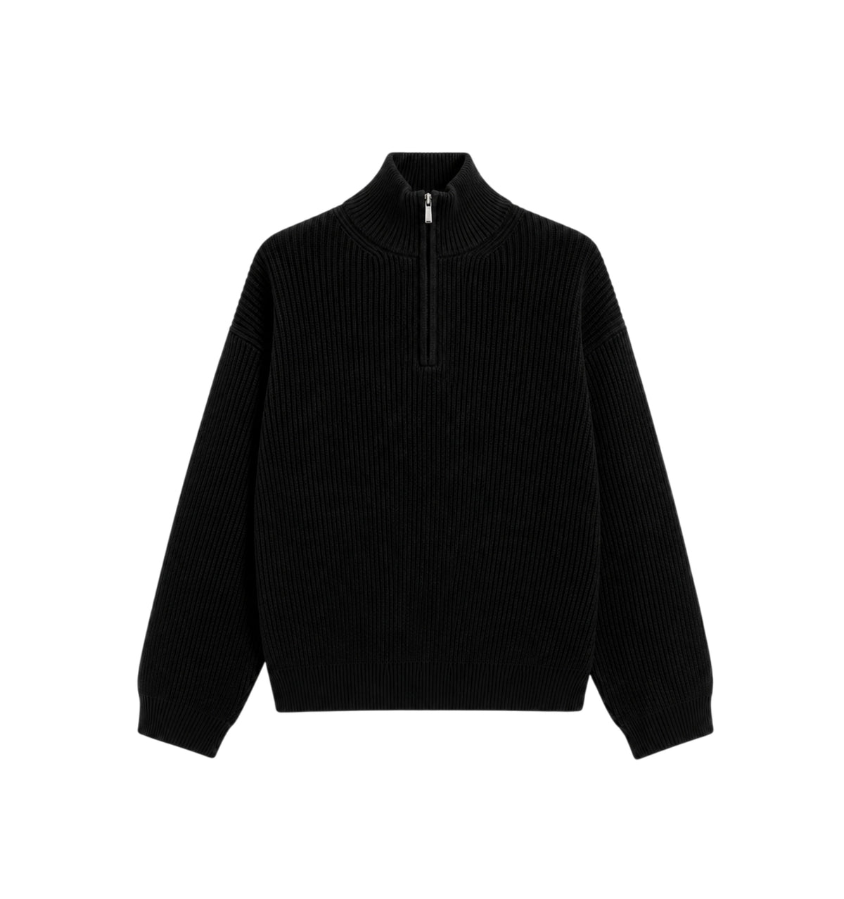 5 GAUGE ‘Black’ Q-ZIP KNIT SWEATER