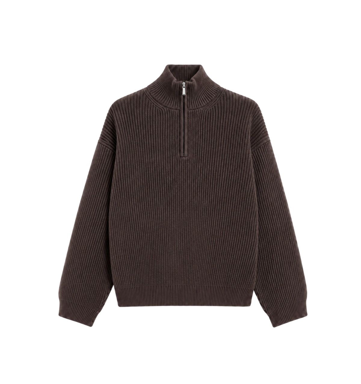 5 GAUGE ‘Mocha Brown’ Q-ZIP KNIT SWEATER