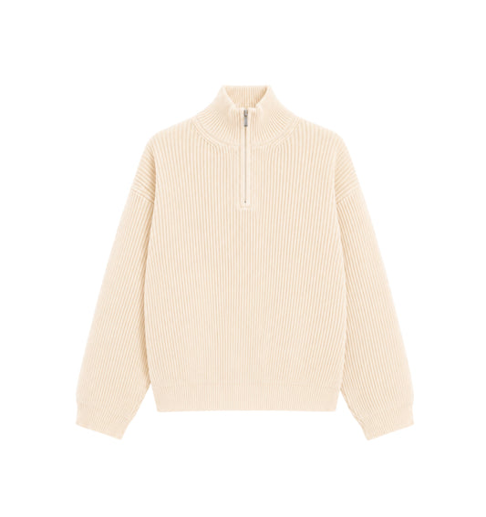 5 GAUGE ‘Off-White’ Q-ZIP KNIT SWEATER
