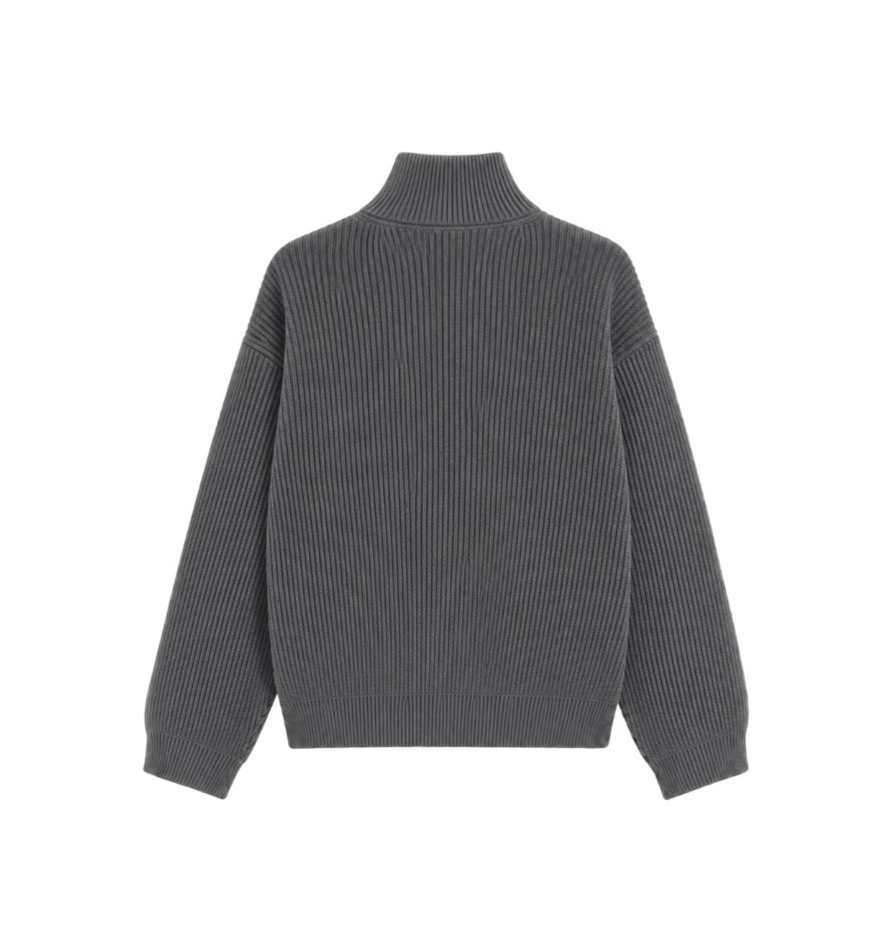 5 GAUGE ‘Anthracite’ Q-ZIP KNIT SWEATER
