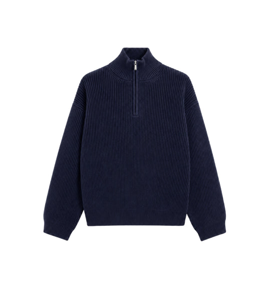5 GAUGE ‘Navy’ Q-ZIP KNIT SWEATER