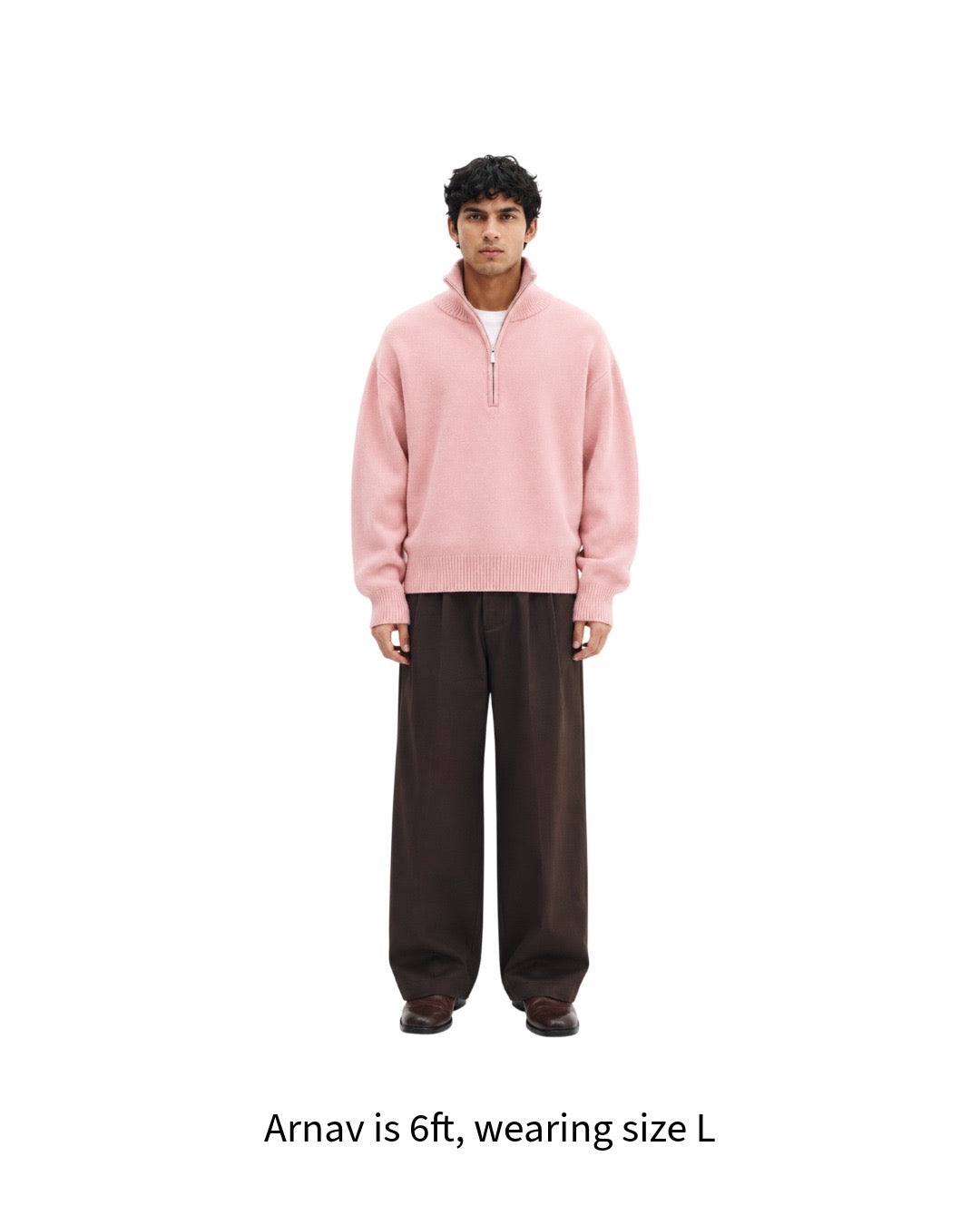 MOHAIR ‘Pink’ Q-ZIP KNIT SWEATER