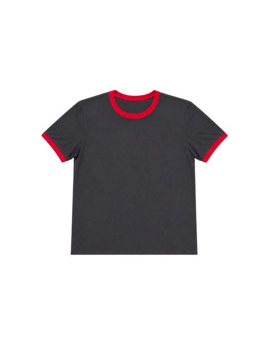 240 GSM ‘Deep grey & Red’ Ringer Tee