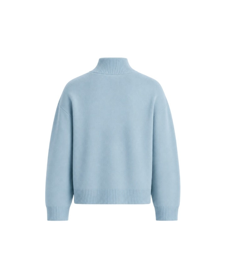 MOHAIR ‘Sky Blue’ Q-ZIP KNIT SWEATER