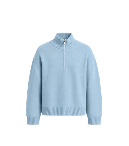 MOHAIR ‘Sky Blue’ Q-ZIP KNIT SWEATER