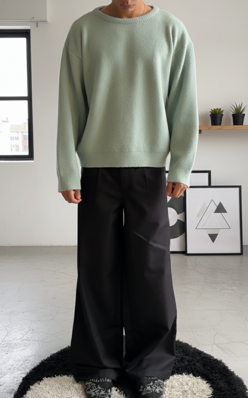 Jacquard Knitwear "Aqua Green" Sweater