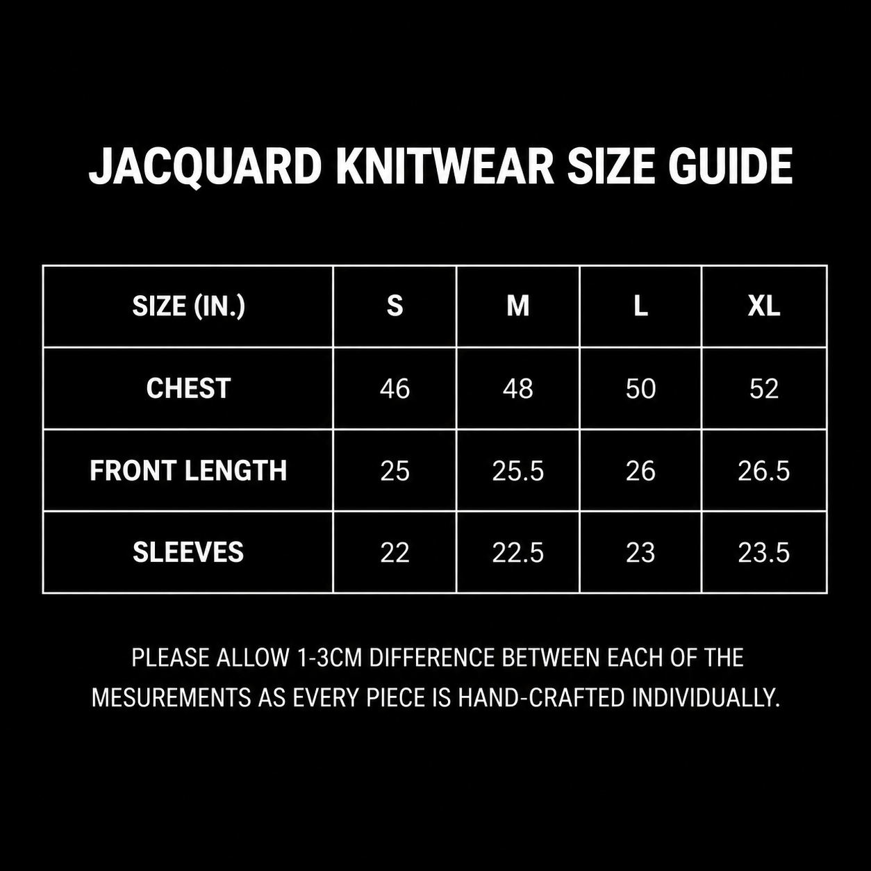 Jacquard Knitwear "Ice Blue" Sweater (F/W 25’) size chart