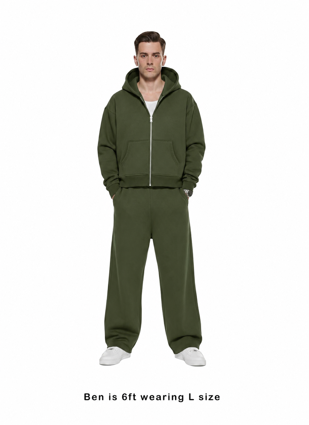 400 GSM 'Deep-Olive' DOUBLE ZIP HOODIE