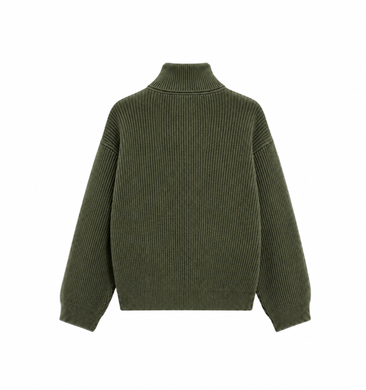 5 GAUGE ‘Deep-Olive’ Q-ZIP KNIT SWEATER