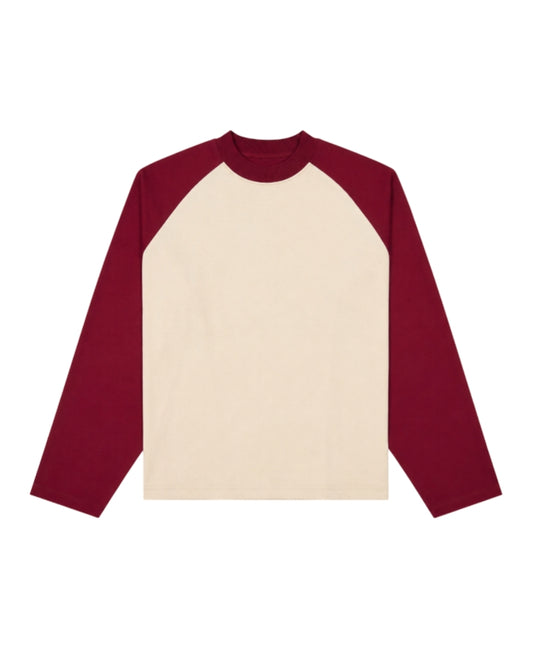300 GSM ‘Oat & Burgundy’ RAGLAN TEE