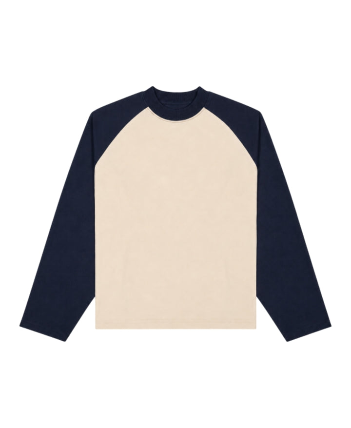300 GSM ‘Oat & Navy’ RAGLAN TEE
