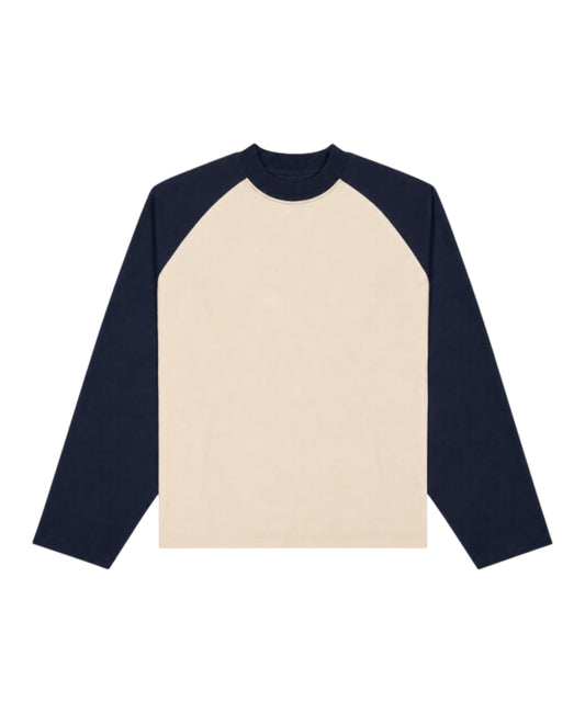 300 GSM ‘Oat & Navy’ RAGLAN TEE