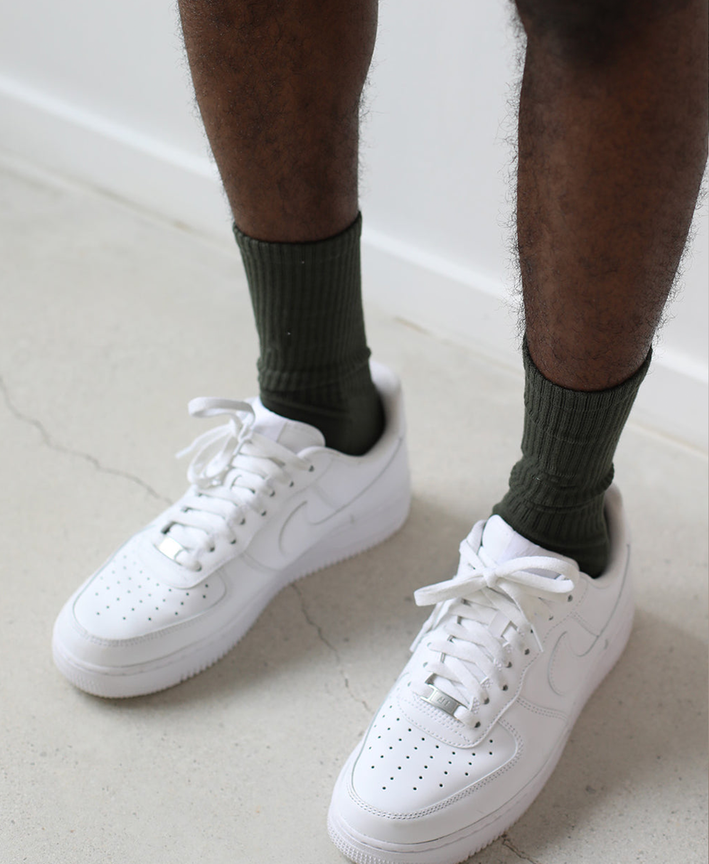 knitted cotton sock - olive